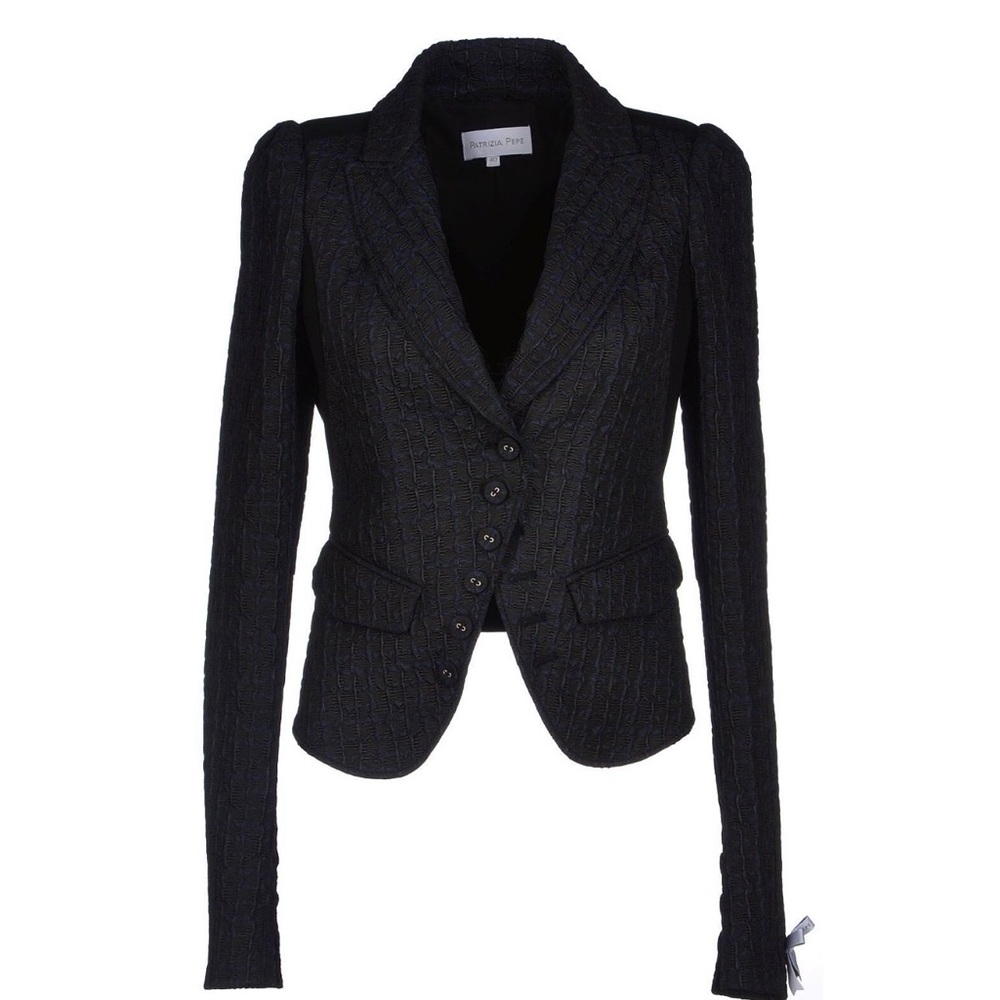 Patrizia Pepe Black/Navy Textured Women's Blazer size 8/44